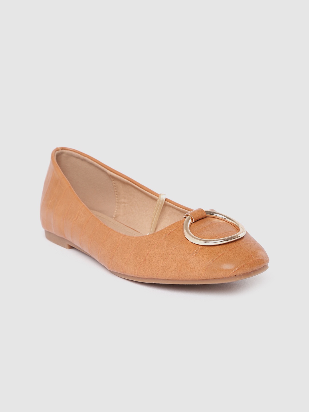 

Allen Solly Women Tan Brown Croc Textured Ballerinas