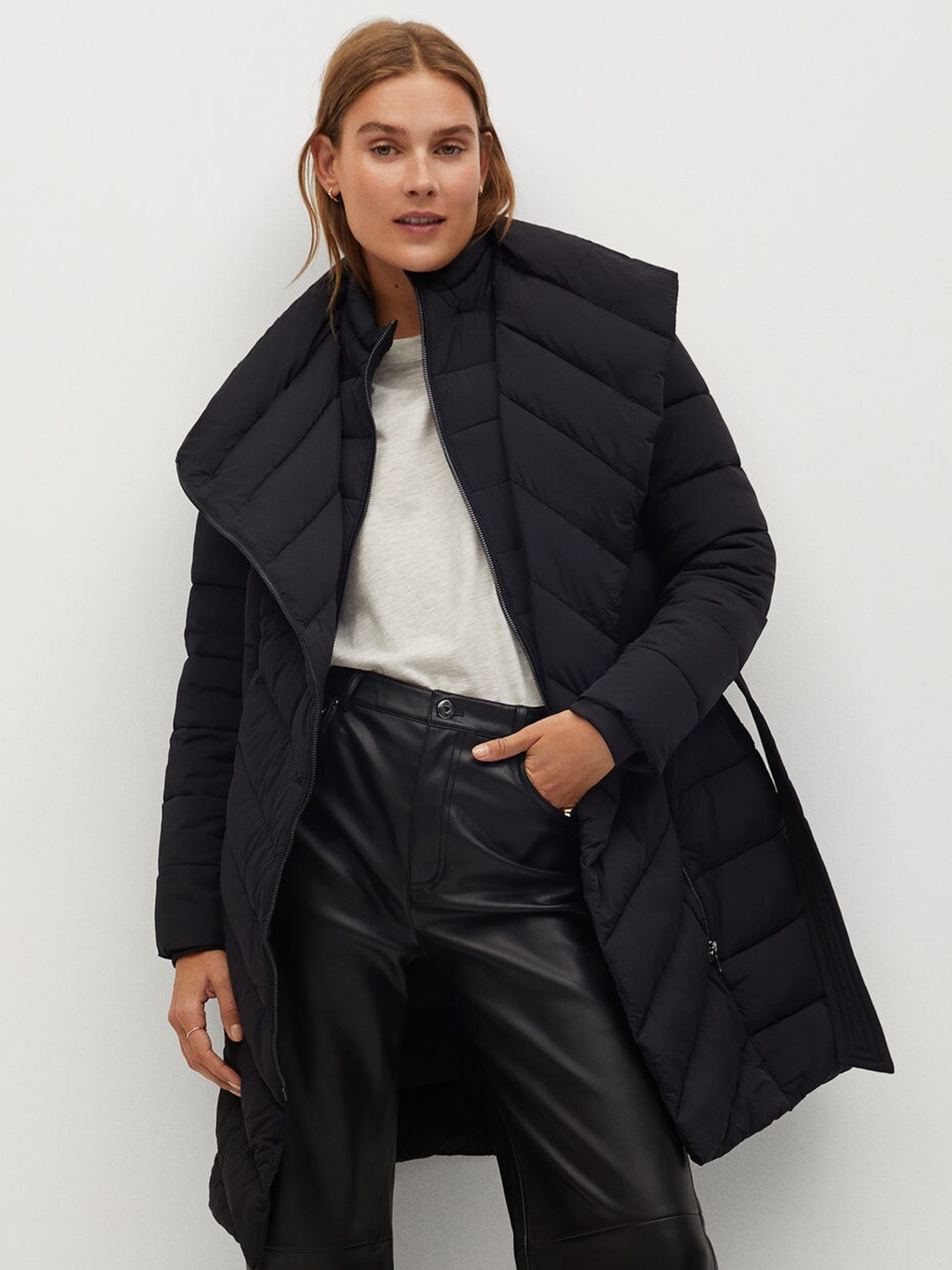 

MANGO Women Black Longline Puffer Jacket