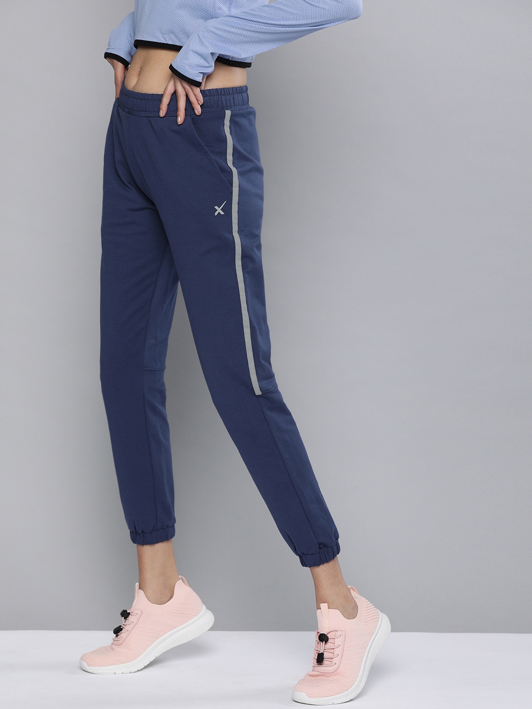 

HRX By Hrithik Roshan Women Medieval Blue Solid Slim Fit Lycra Rapid-Dry Antimicrobial Training Joggers