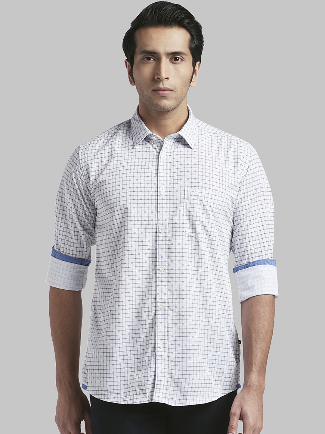 

Parx Slim Fit Printed Casual Shirt, Blue