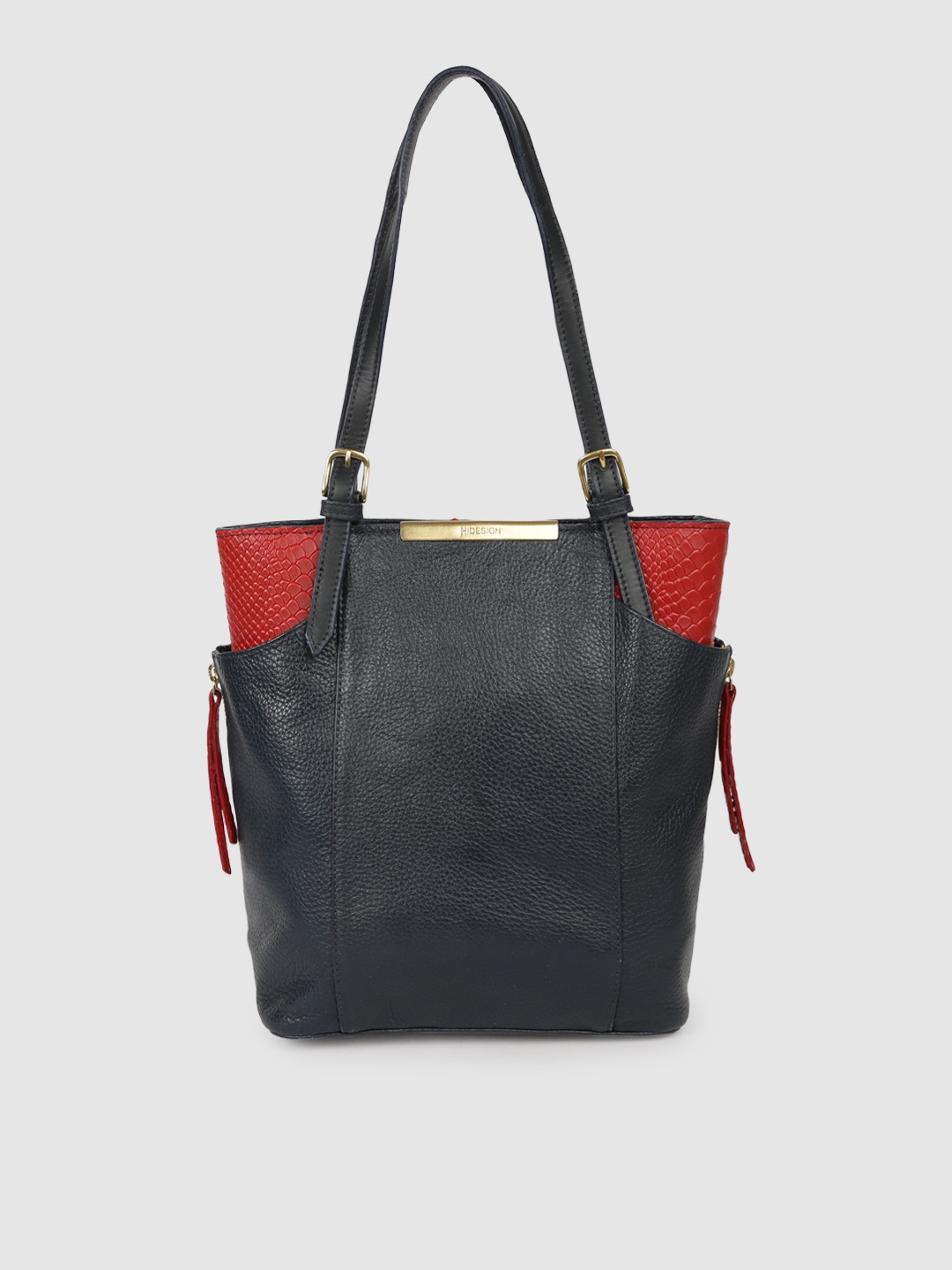 

Hidesign Blue & Red Colourblocked Leather Tote Bag