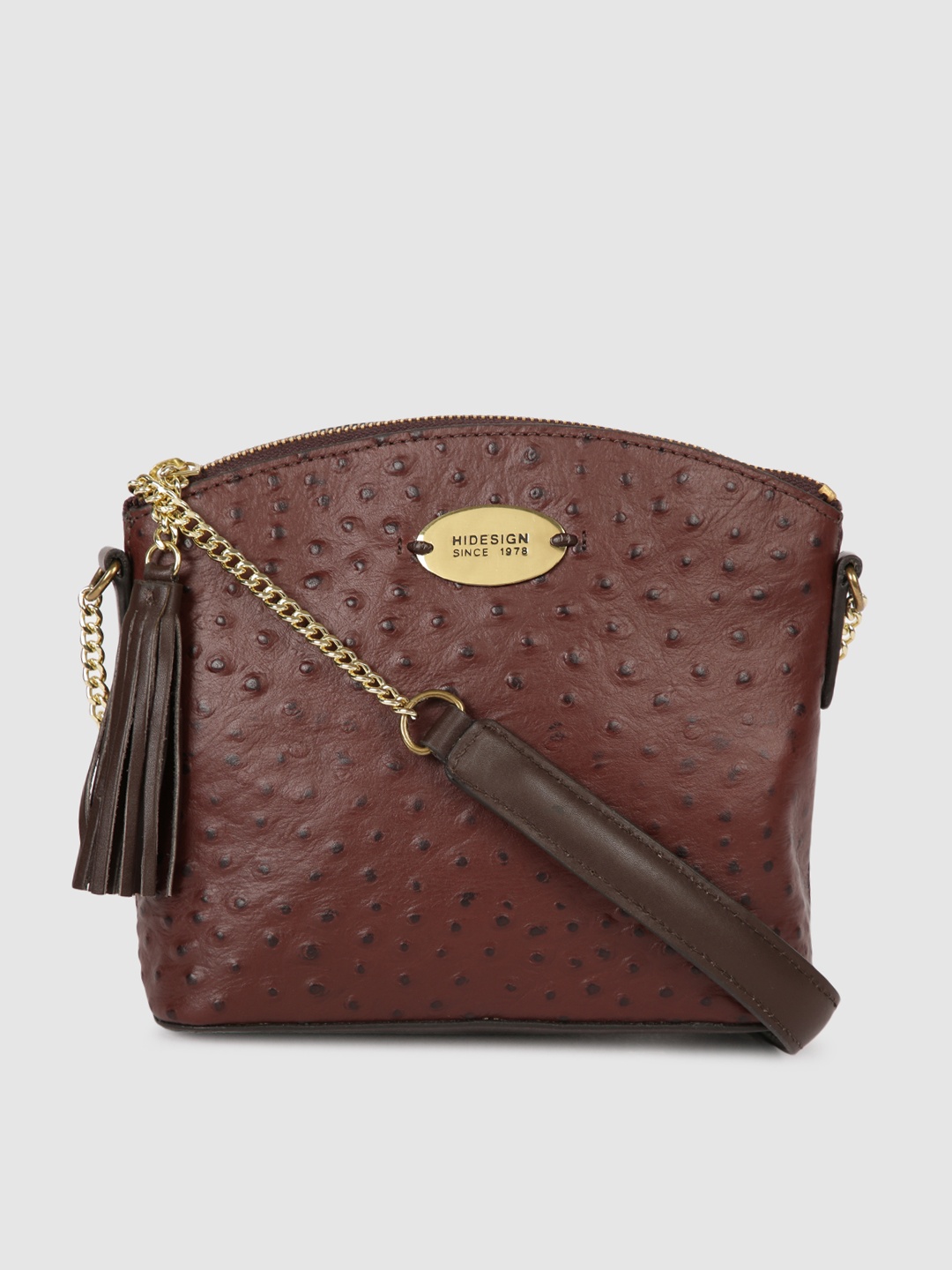 

Hidesign Maroon Textured Leather Sling Bag