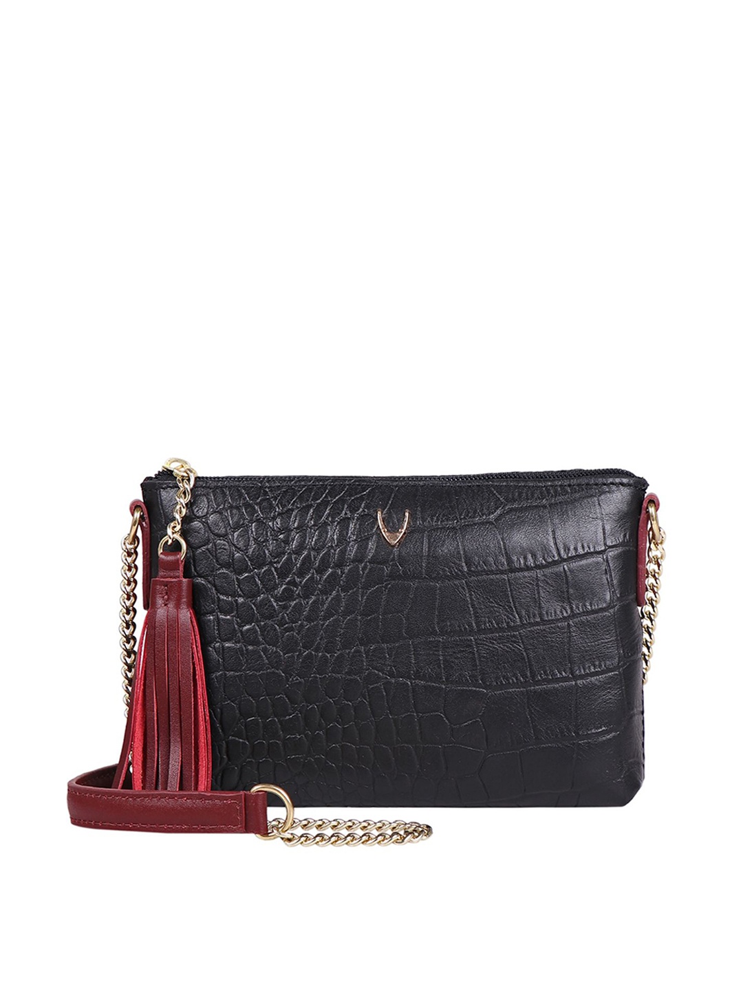 

Hidesign Black Textured Leather Sling Bag
