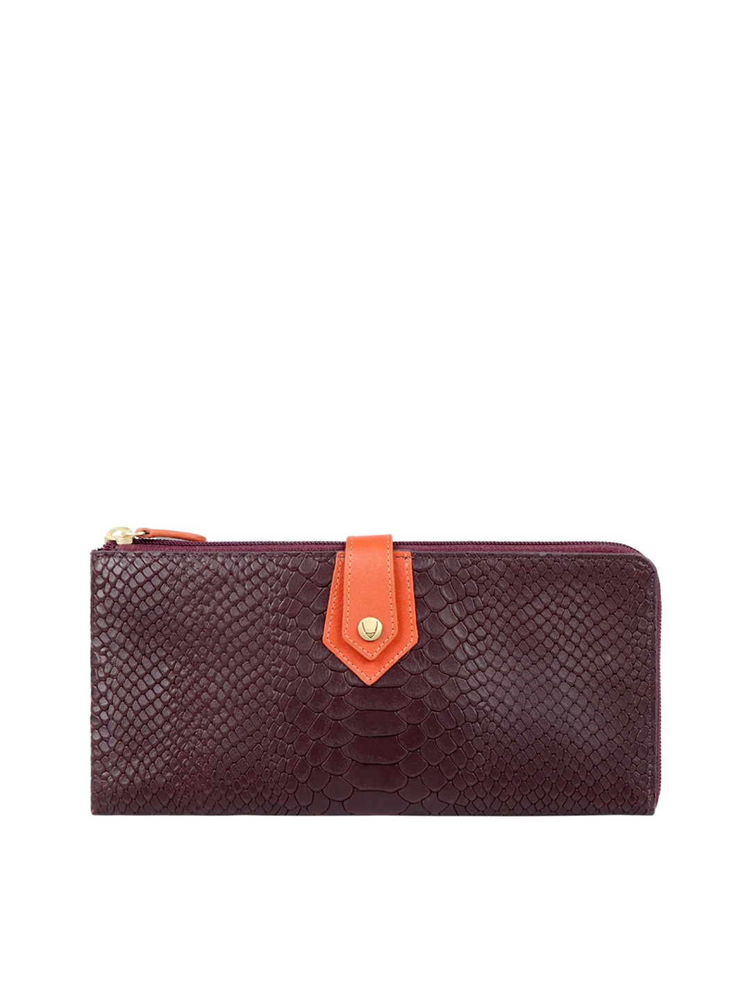 

Hidesign Women Purple Animal Textured Zip Around Wallet