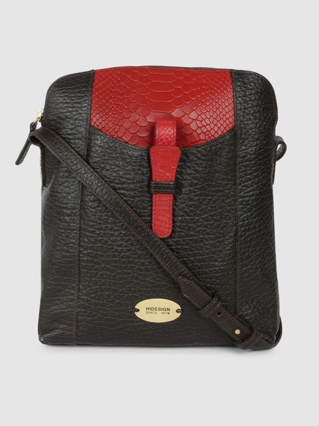 

Hidesign Brown Animal Textured OLIVIA 03 Leather Sling Bag