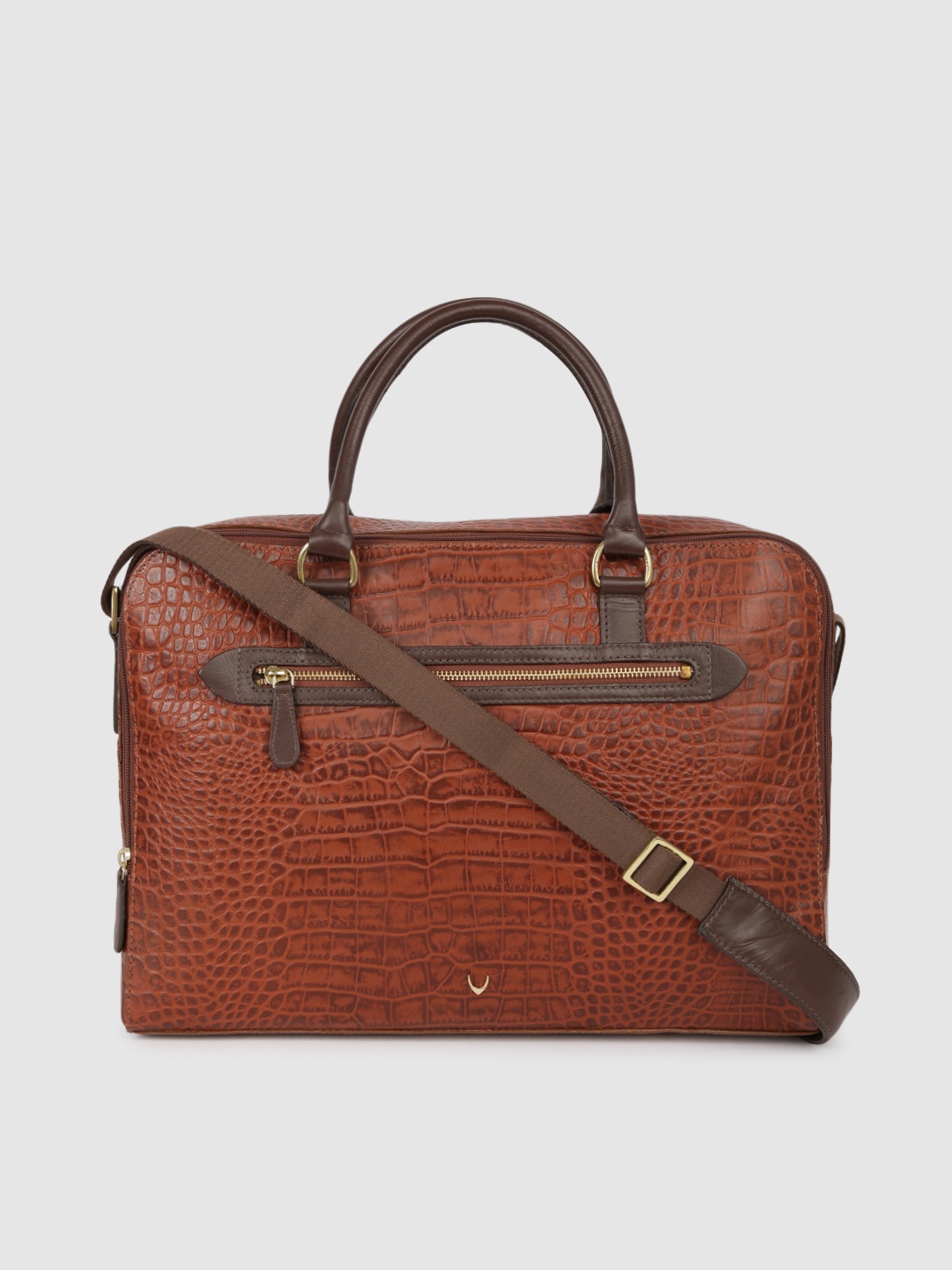 

Hidesign Women Tan Brown Textured Leather Laptop Bag