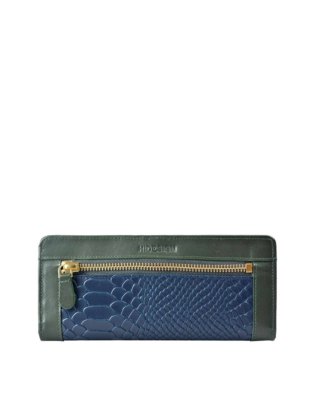 

Hidesign Women Blue & Olive Green Animal Textured LIBRA Leather Two Fold Wallet