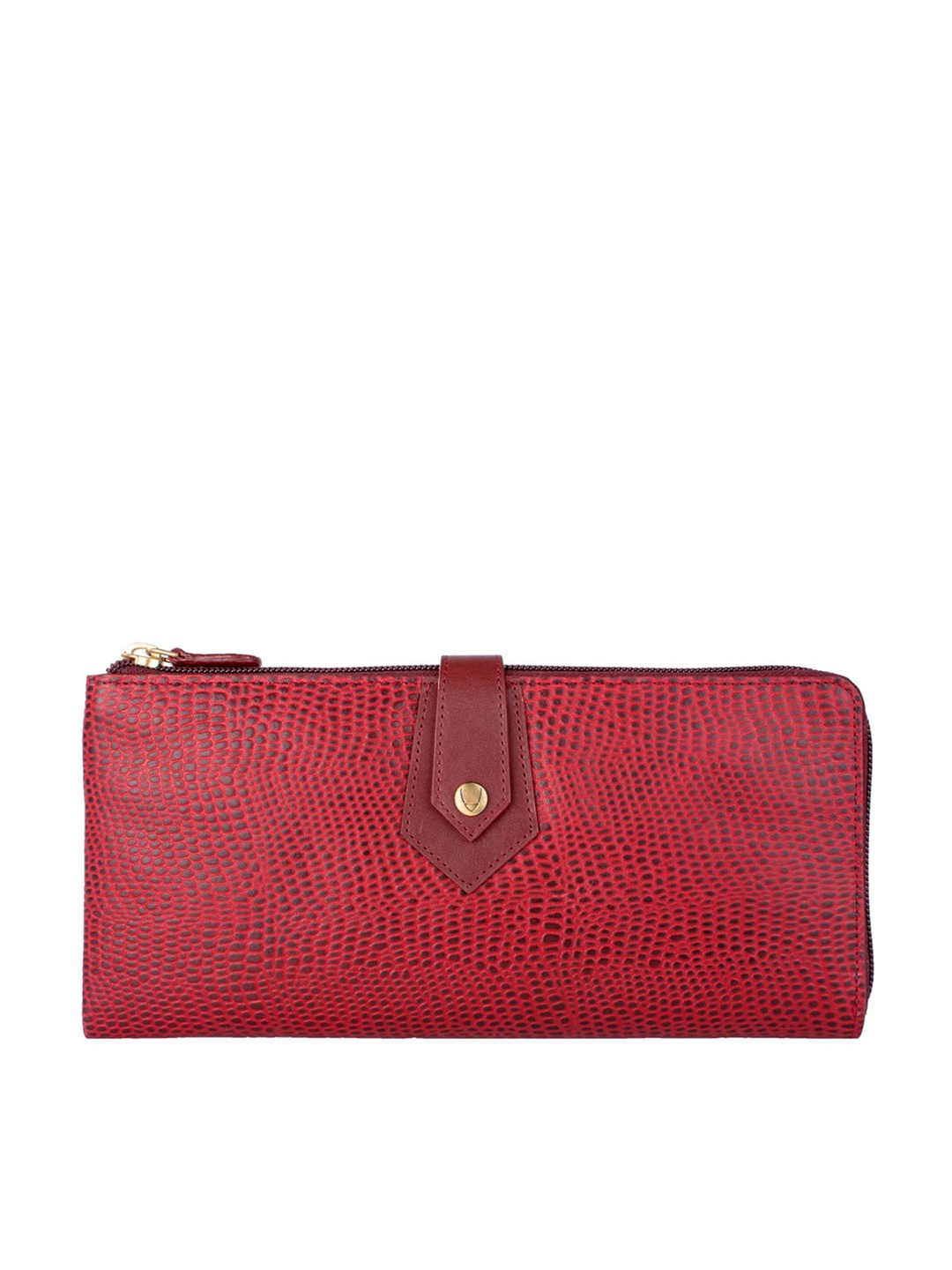 

Hidesign Women Red Animal Textured Zip Around Wallet