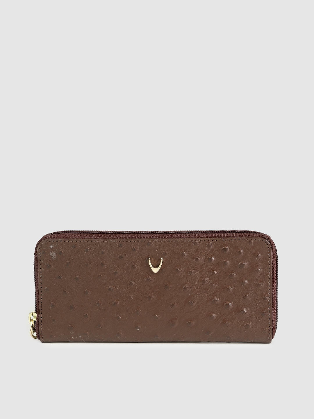

Hidesign Women Brown Textured Leather Zip Around Wallet