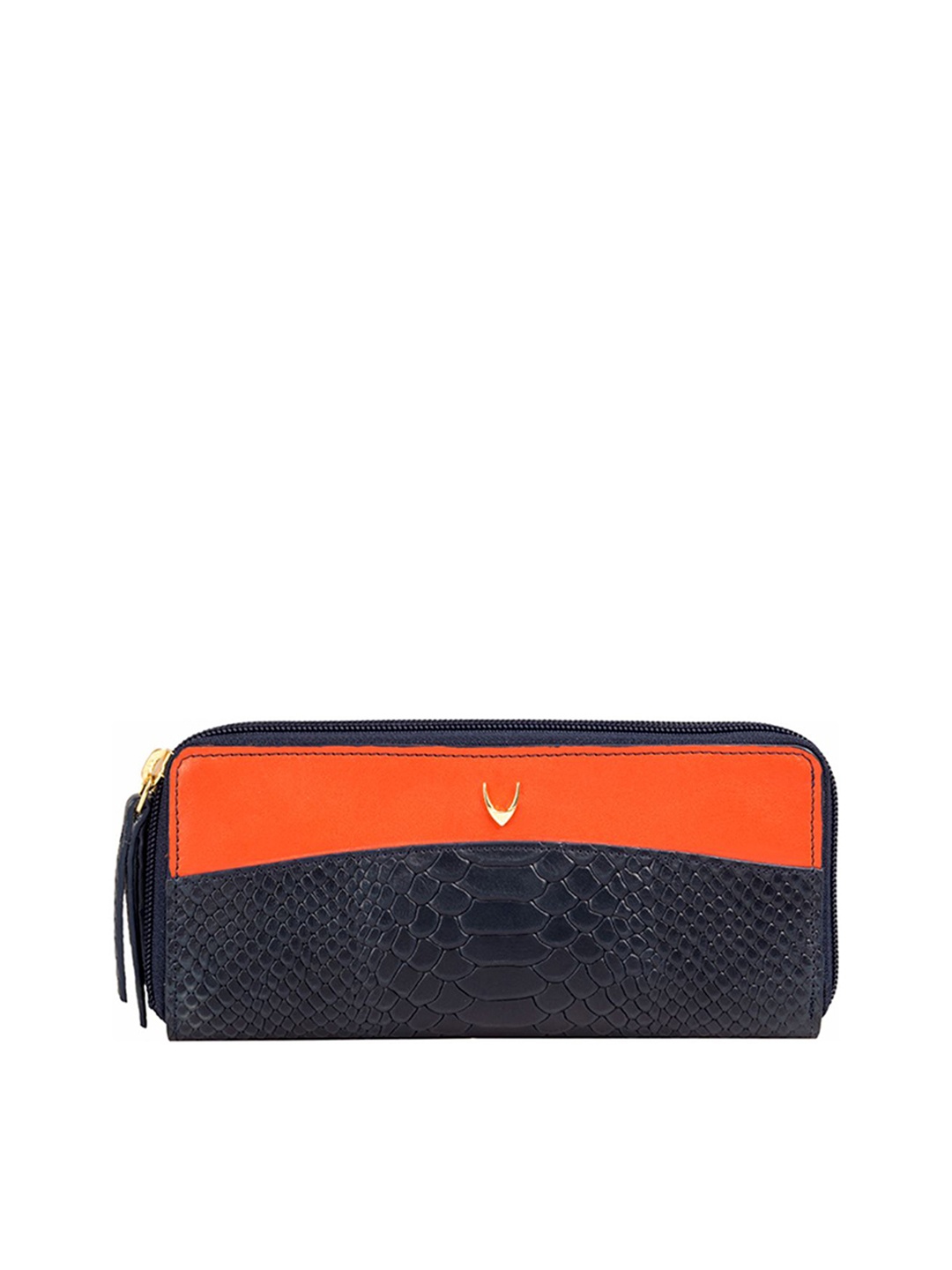 

Hidesign Women Navy Blue Textured Leather Zip Around Wallet