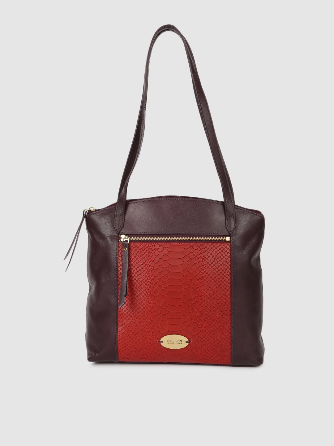 

Hidesign Burgundy & Brown Colourblocked Tote Bag