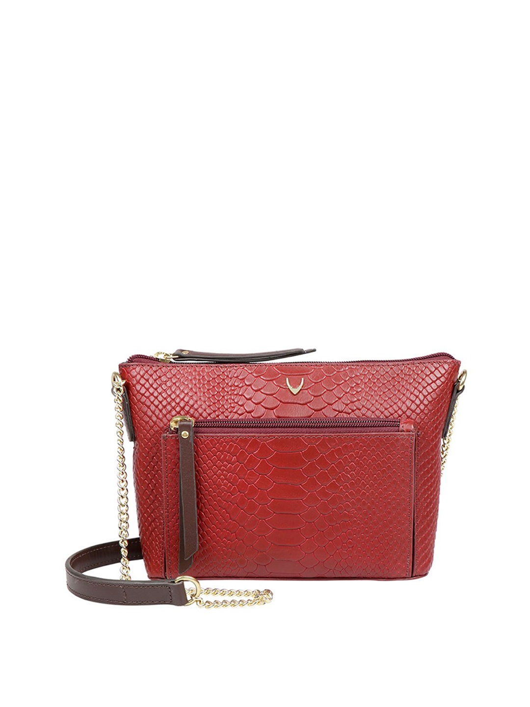 

Hidesign Red Textured Leather Sling Bag