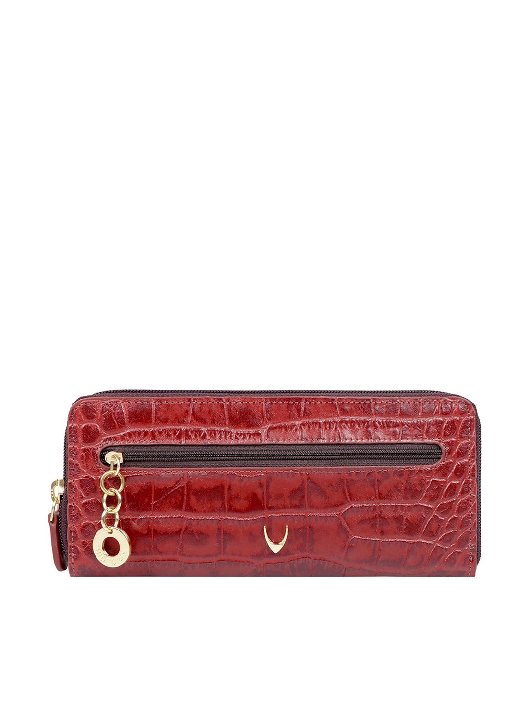 

Hidesign Women Brown Croc Textured Leather Zip Around Wallet
