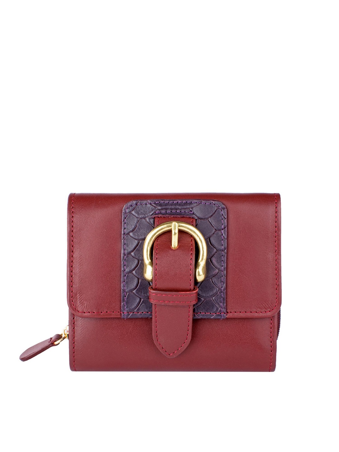 

Hidesign Women Maroon Solid Leather Three Fold Wallet