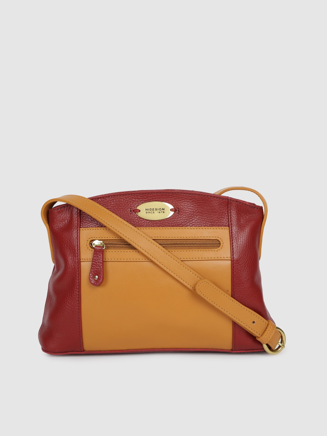 

Hidesign Red & Mustard Colourblocked Sling Bag
