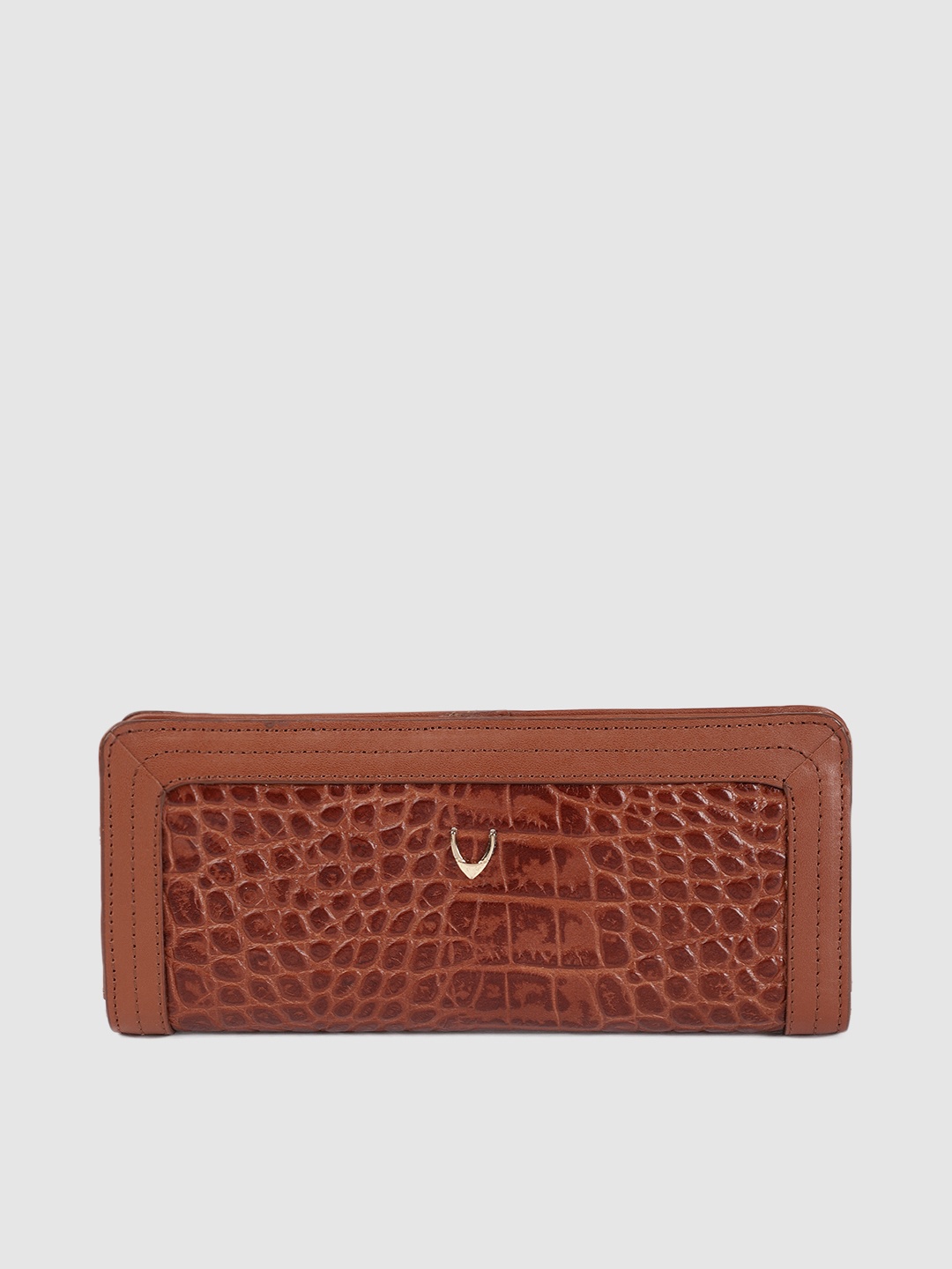 

Hidesign Women Tan Brown Animal Textured Three Fold Wallet