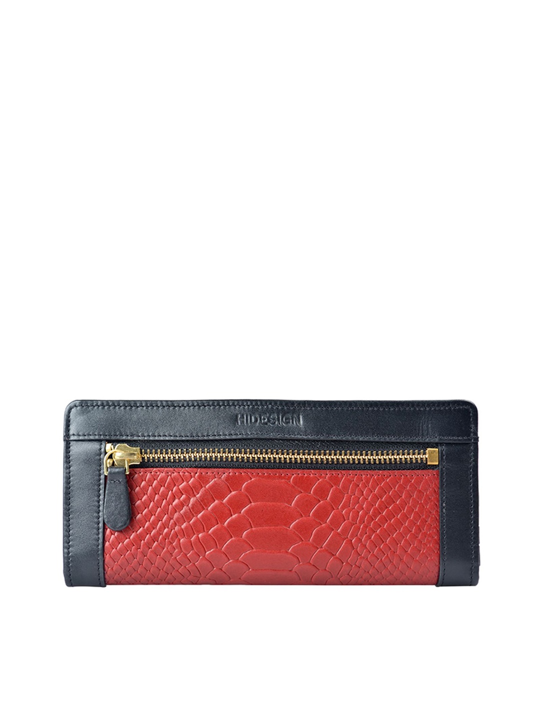 

Hidesign Women Red & Black Textured Leather Two Fold Wallet
