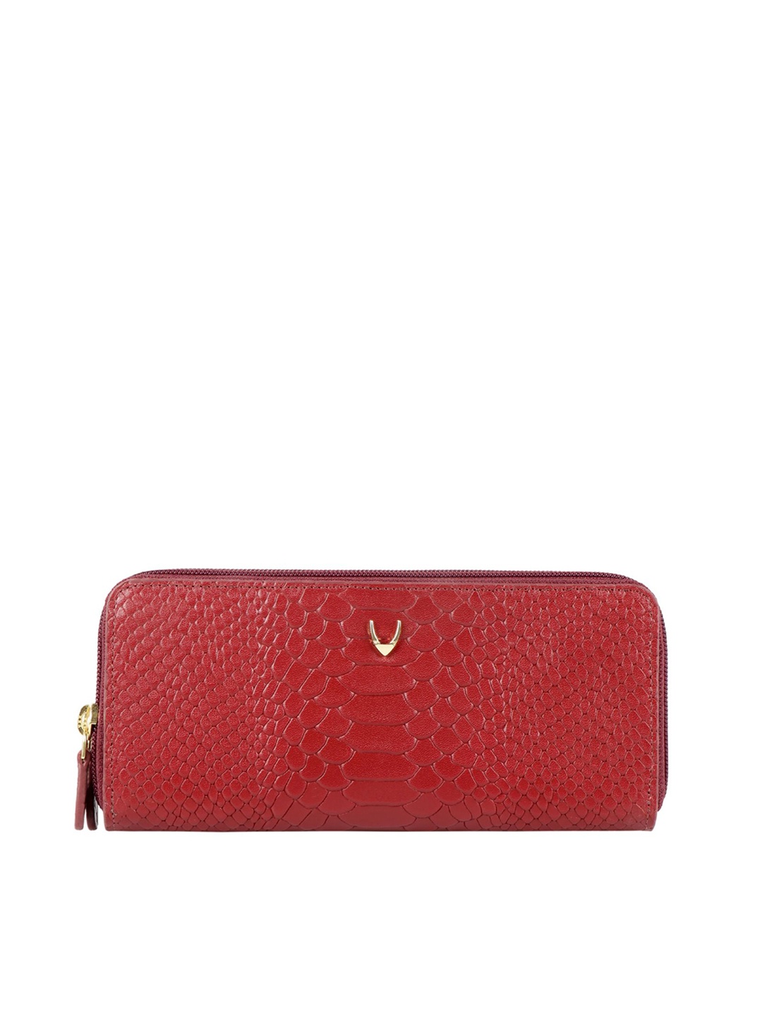 

Hidesign Women Red Animal Textured Zip Around Wallet