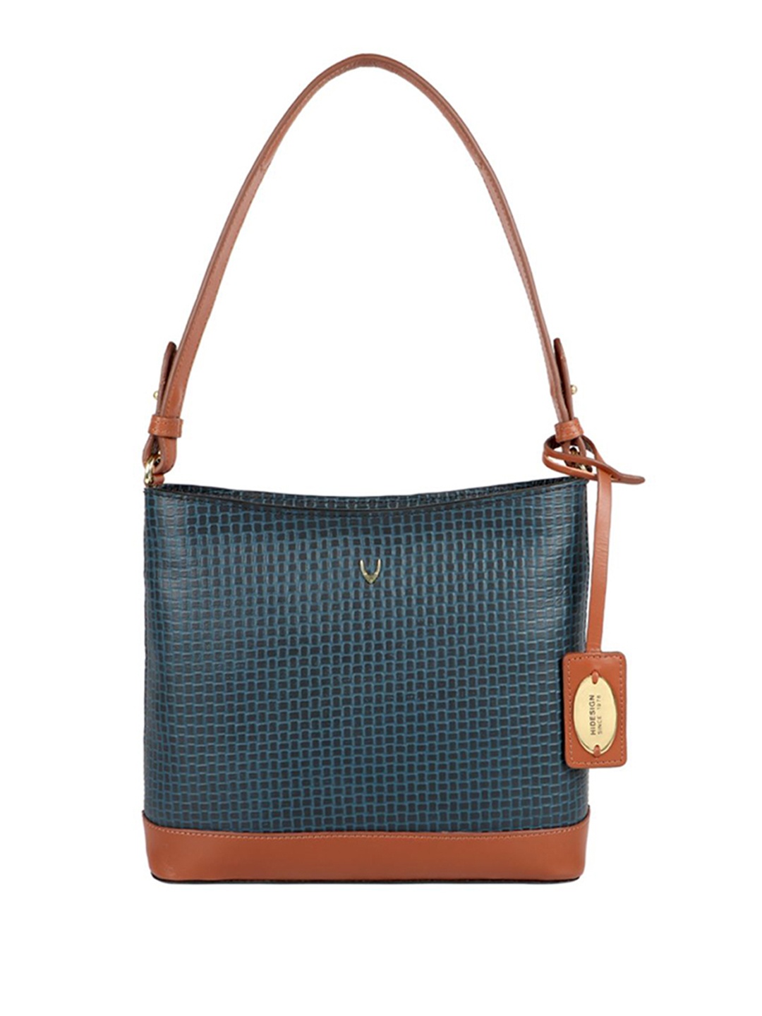 

Hidesign Blue Textured EE ARIES Shoulder Leather Bag