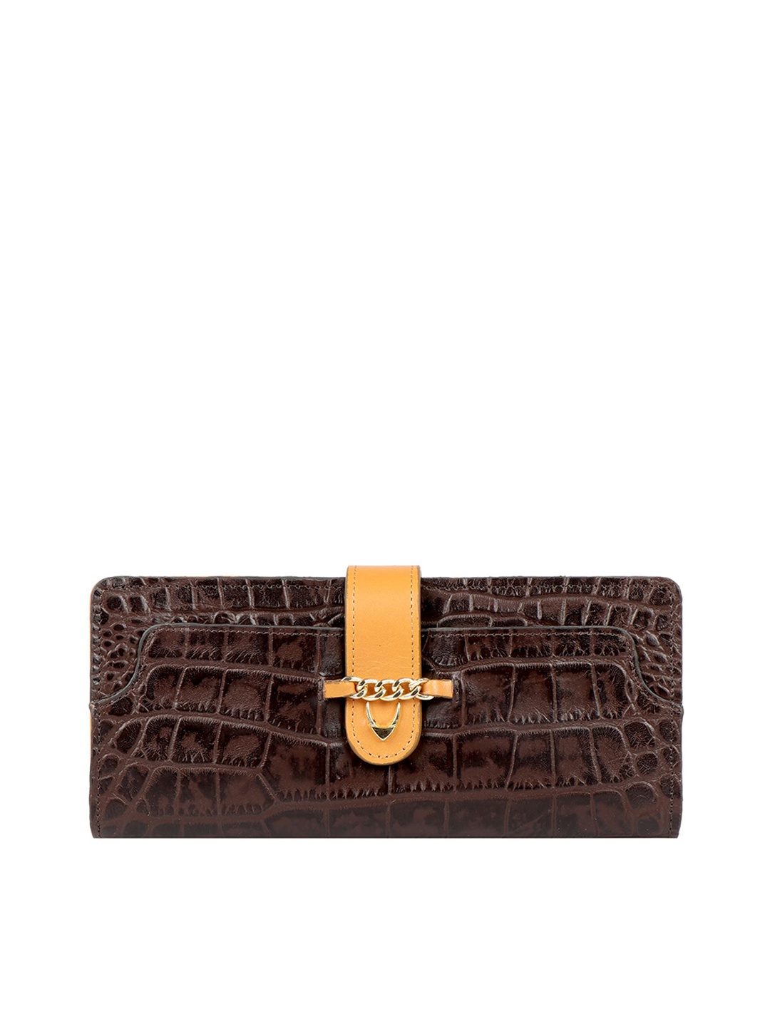 

Hidesign Women Brown & Yellow Textured Two-Fold Wallet