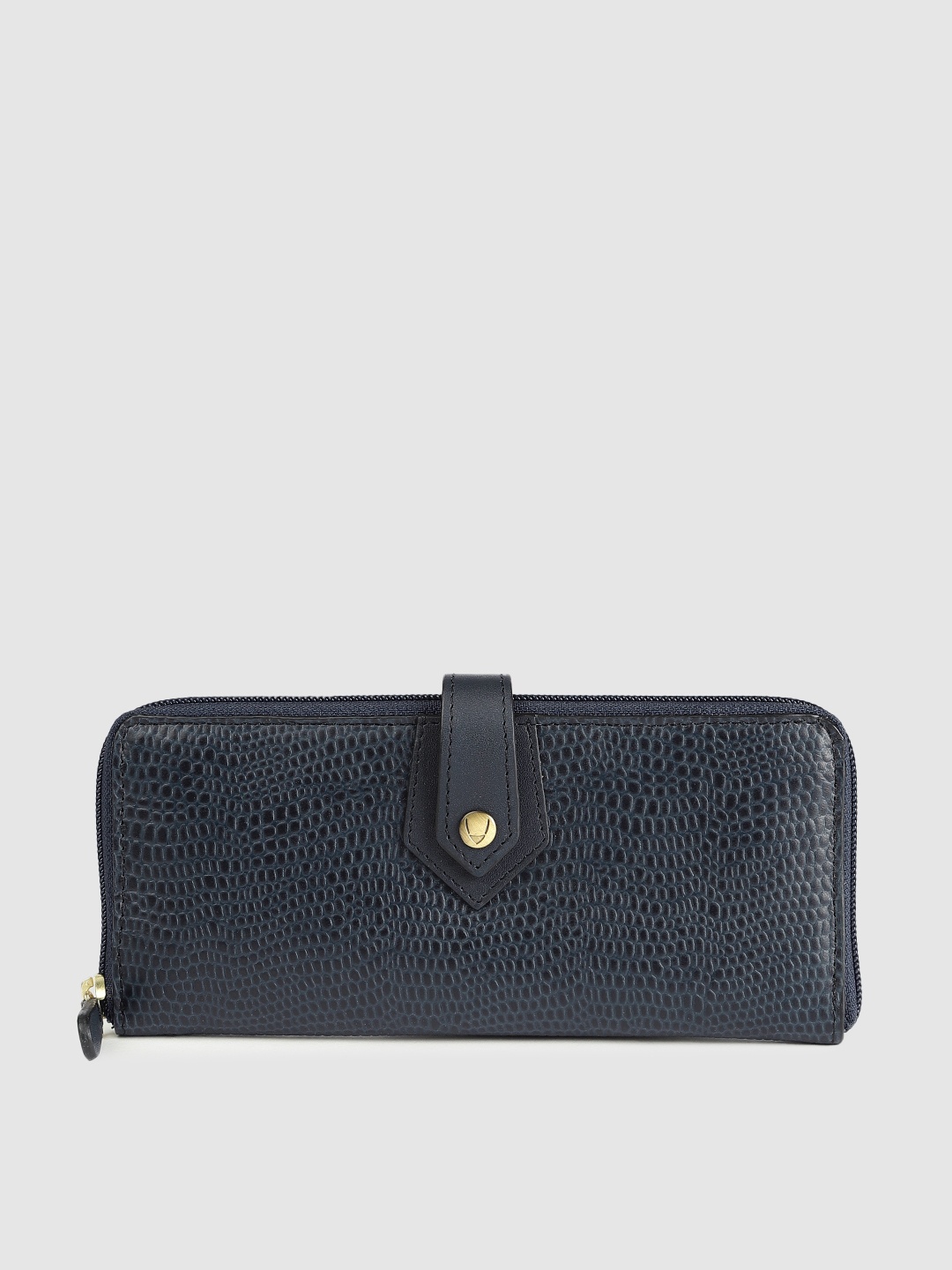 

Hidesign Women Blue Textured Leather Zip Around Wallet
