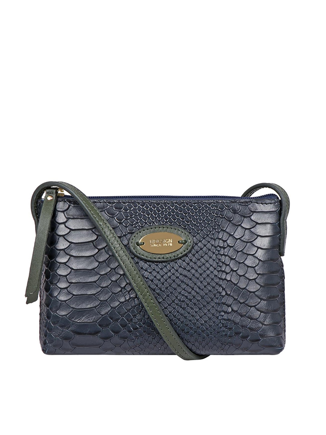 

Hidesign Blue Animal Textured TERESA 03 Leather Sling Bag