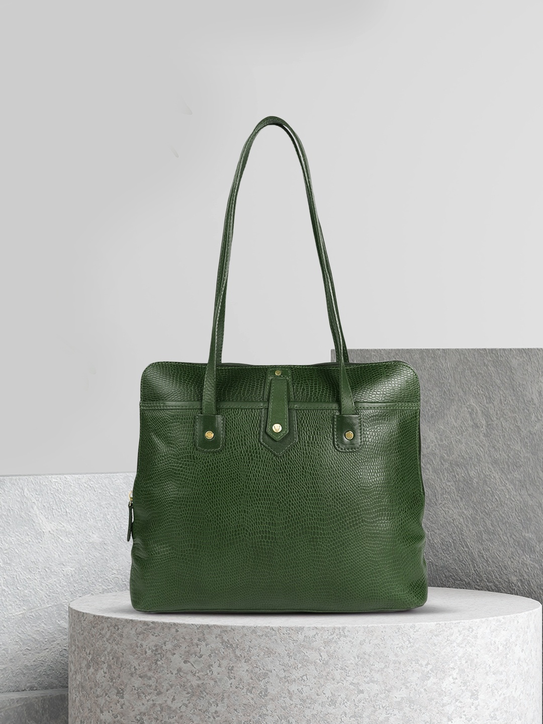 

Hidesign Green Textured EE HONG KONG 02 Leather Shoulder Bag