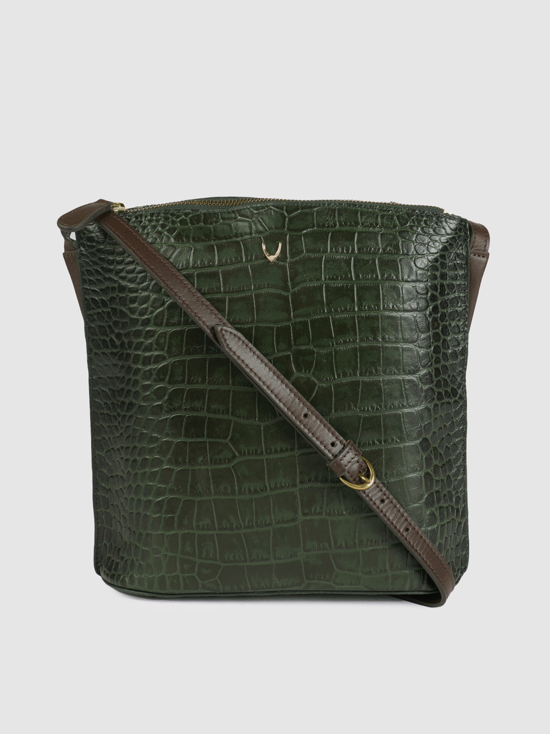 

Hidesign Green Textured EE SCORPIO 03 Leather Sling Bag