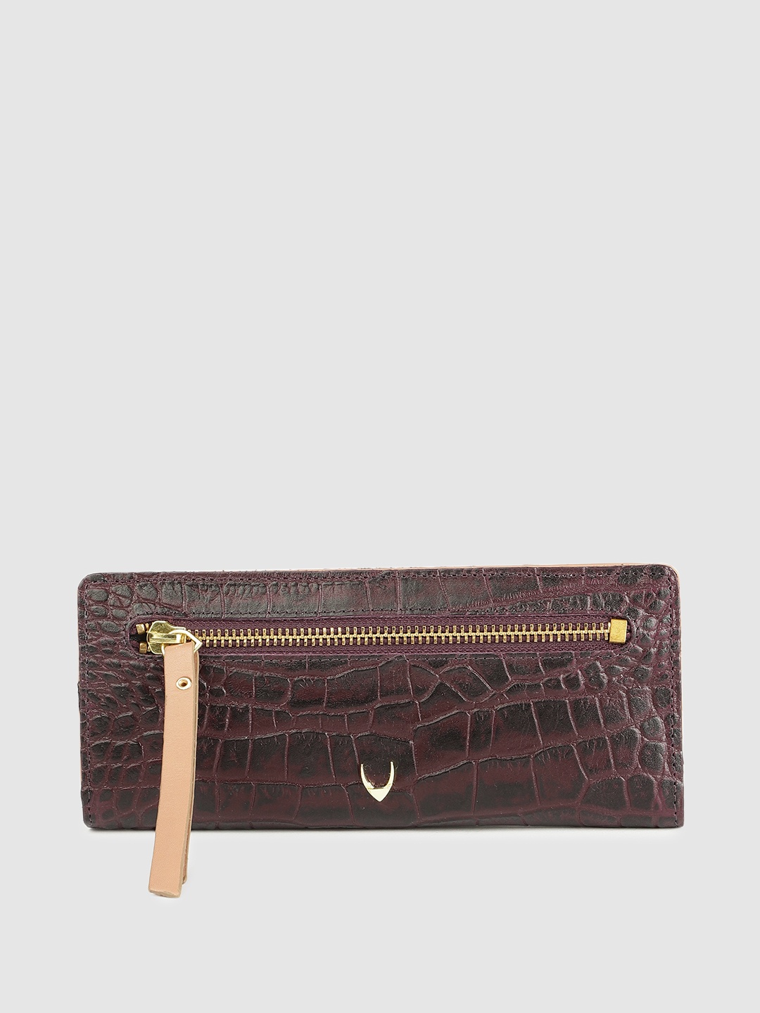 

Hidesign Women Brown Textured Leather Zip Around Wallet