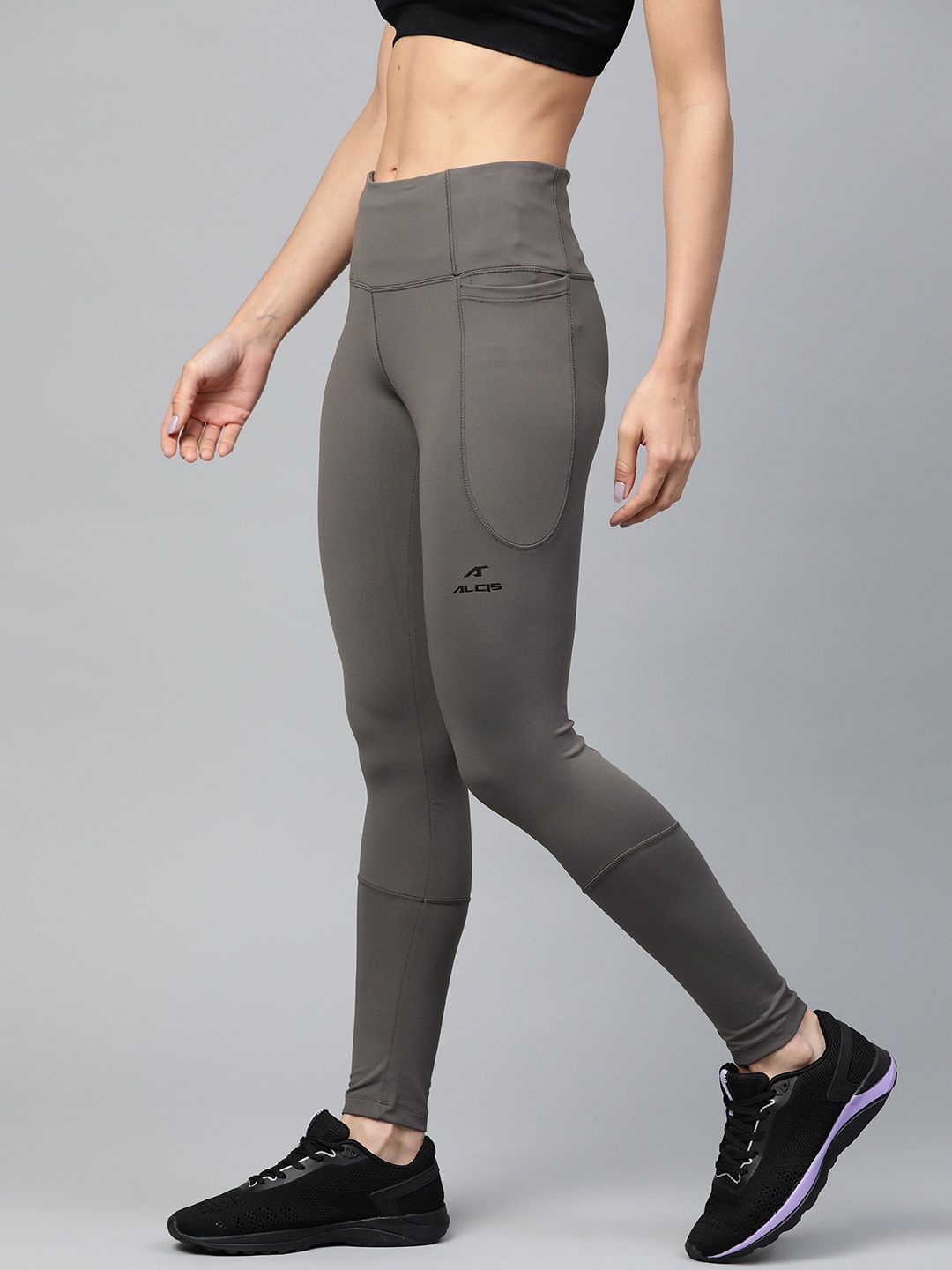 

Alcis Women Charcoal Grey High Waist Solid Tights