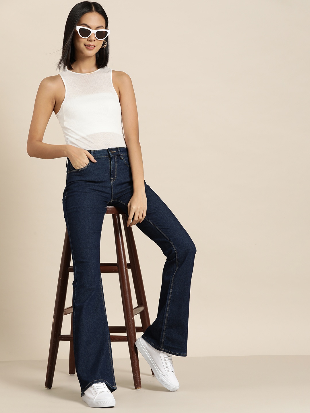 

Moda Rapido Women Bootcut Stretchable Jeans, Navy blue
