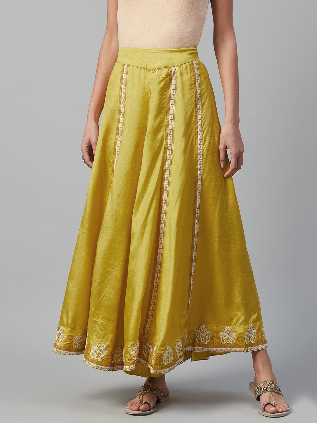 

WISHFUL Women Yellow Printed Detail Flared Palazzos