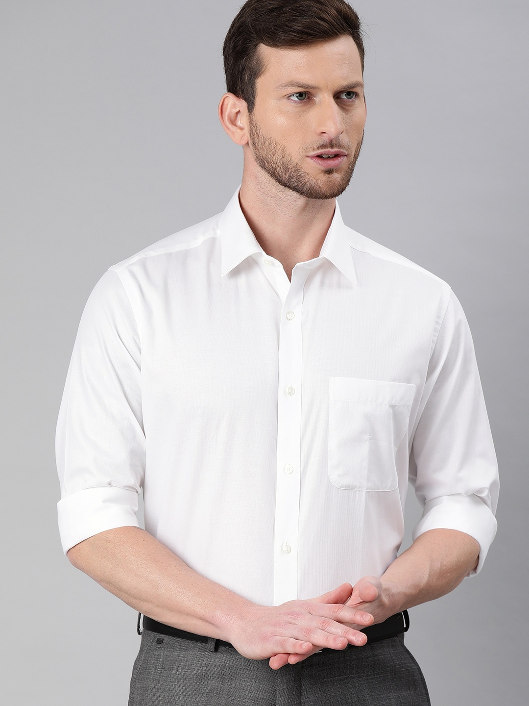 

Raymond Men White Pure Cotton Slim Fit Solid Formal Shirt