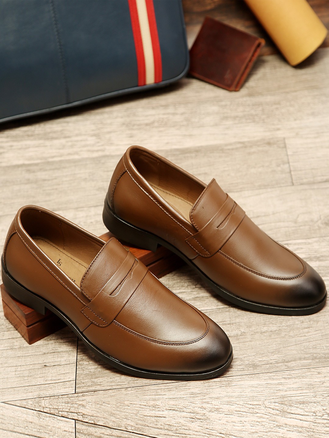 

LOUIS STITCH Men Brown Mocassins Italian Leather Formal Shoes