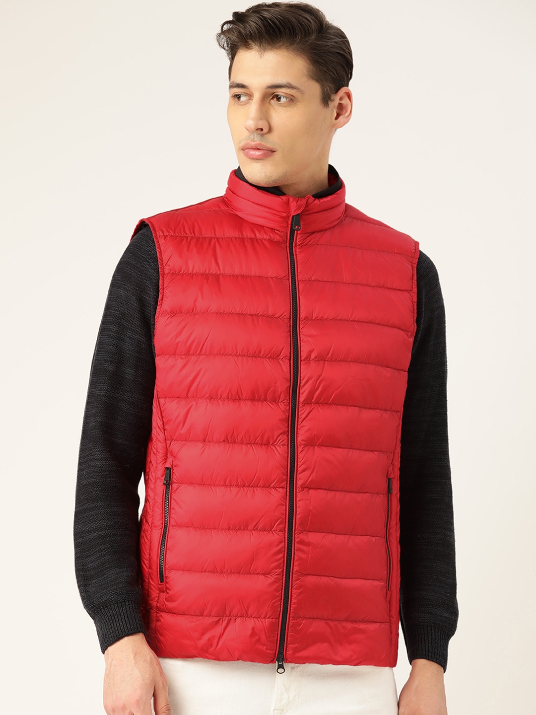 

Geox Men Red Solid Lightweight Puffer Down Jacket