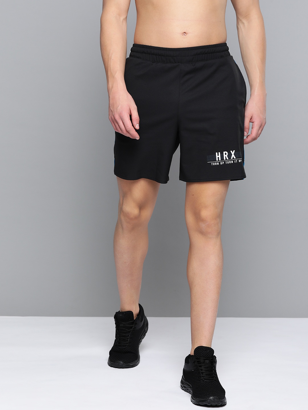 

HRX By Hrithik Roshan Men Jet Black & Blue Beast Colourblock Regular Fit Rapid-Dry Antimicrobial Running Shorts