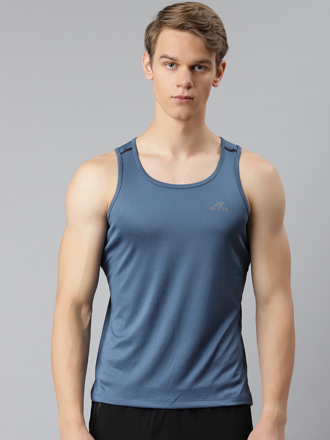 

Alcis Men Blue Slim Fit Training or Gym T-shirt