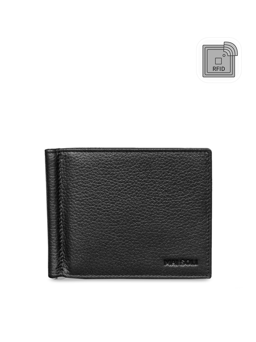 

MAI SOLI Men RIFD Protected Leather Travel Passport Holder with Wallet, Black