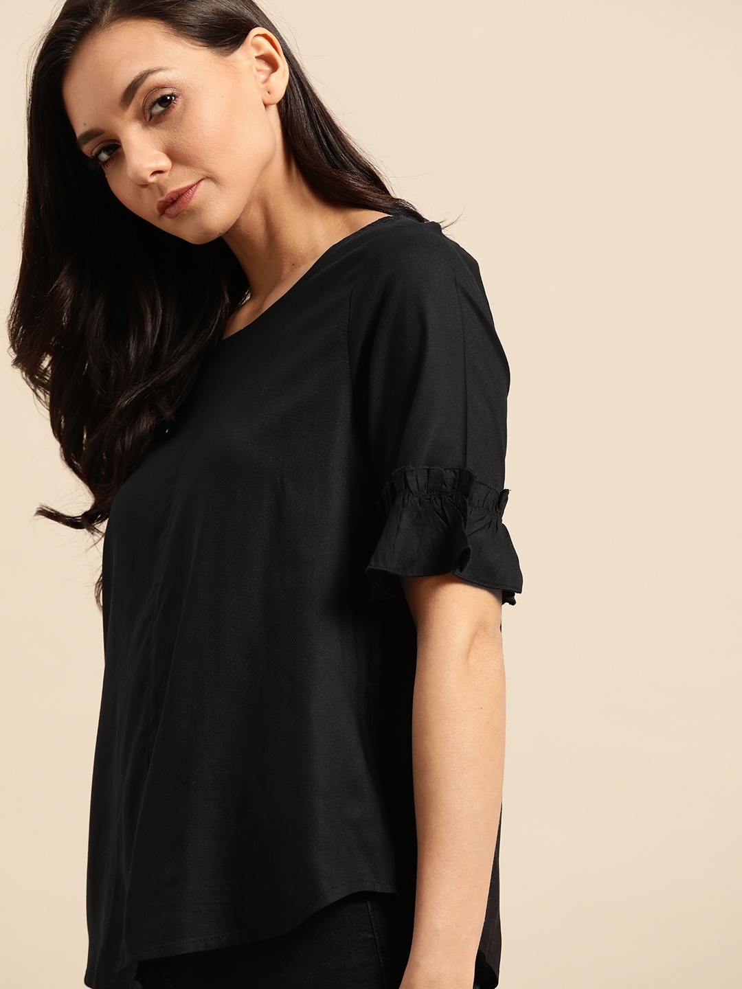 

ether Women Black Solid Top