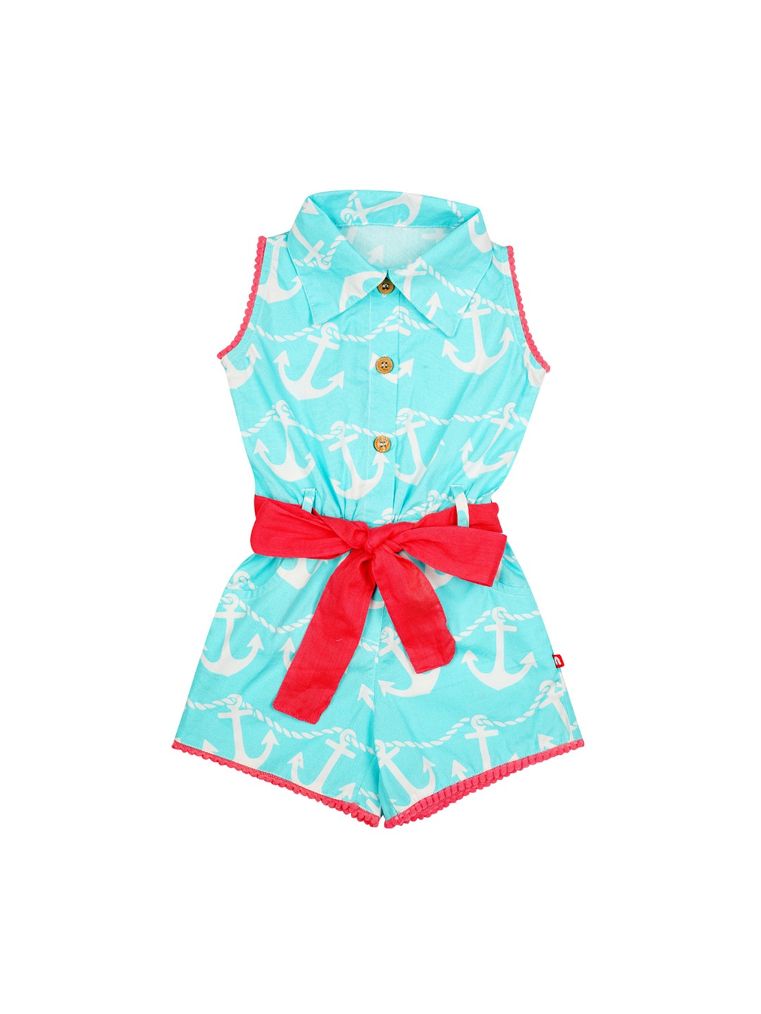 

Nino Bambino Girls Blue & White Printed Playsuit