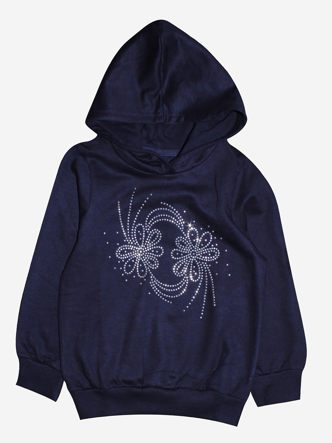 

KiddoPanti Girls Navy Blue Printed Hooded Sweatshirt