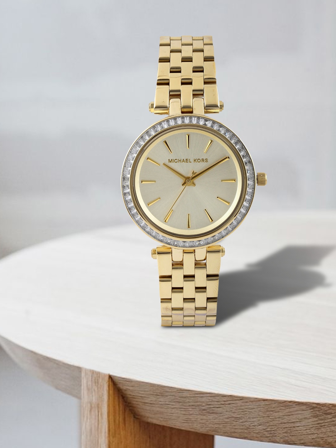 

Michael Kors Women Gold-Toned Stoned-Studded Dial Watch MK3365