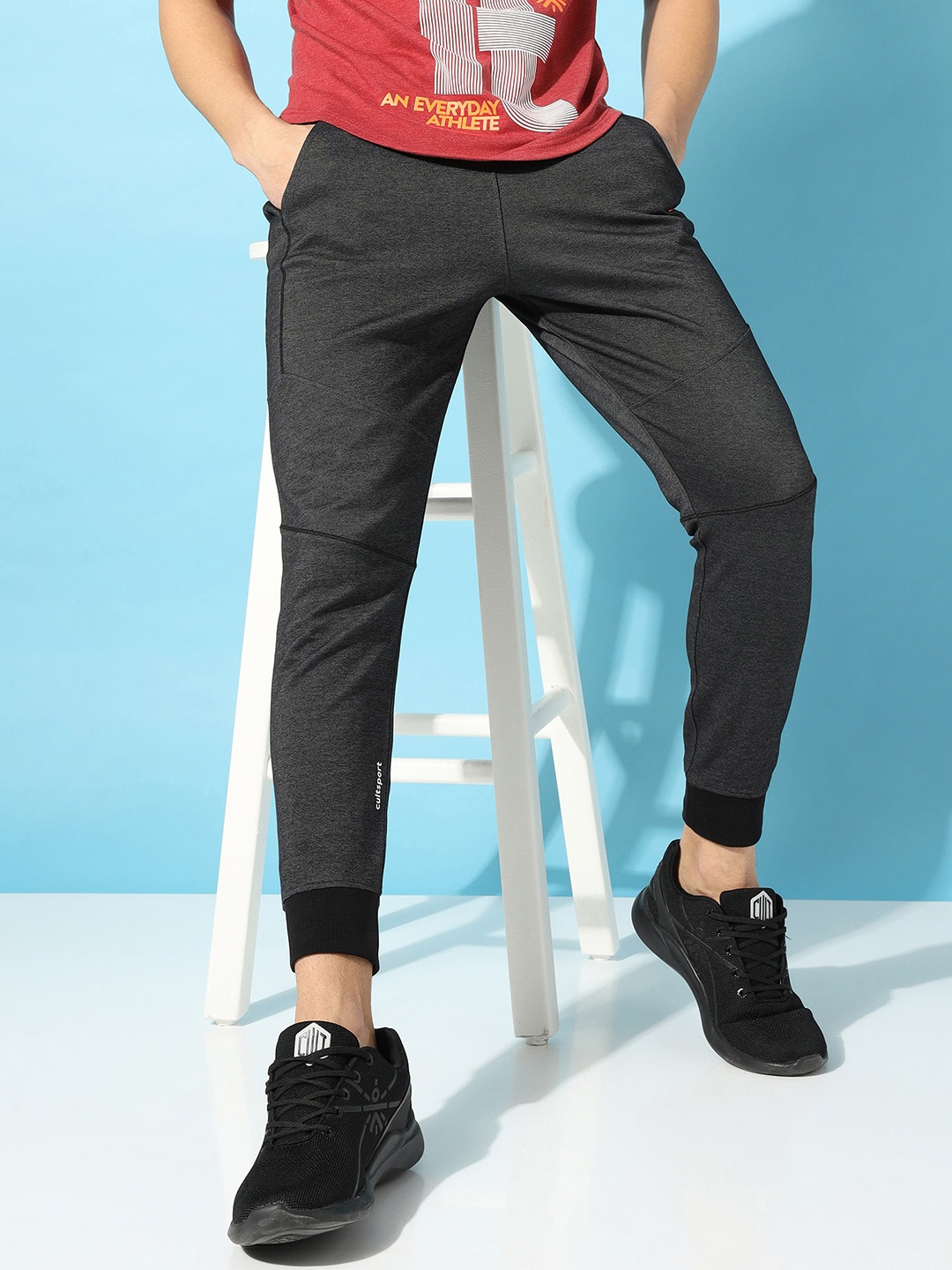 

Cultsport Men Charcoal Grey Solid Tapered-Fit Joggers