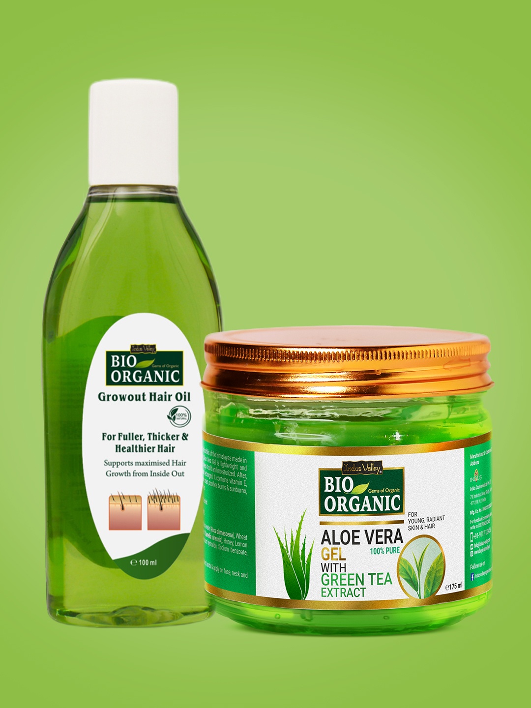 

Indus valley aloe vera gel & growout oil combo, Green