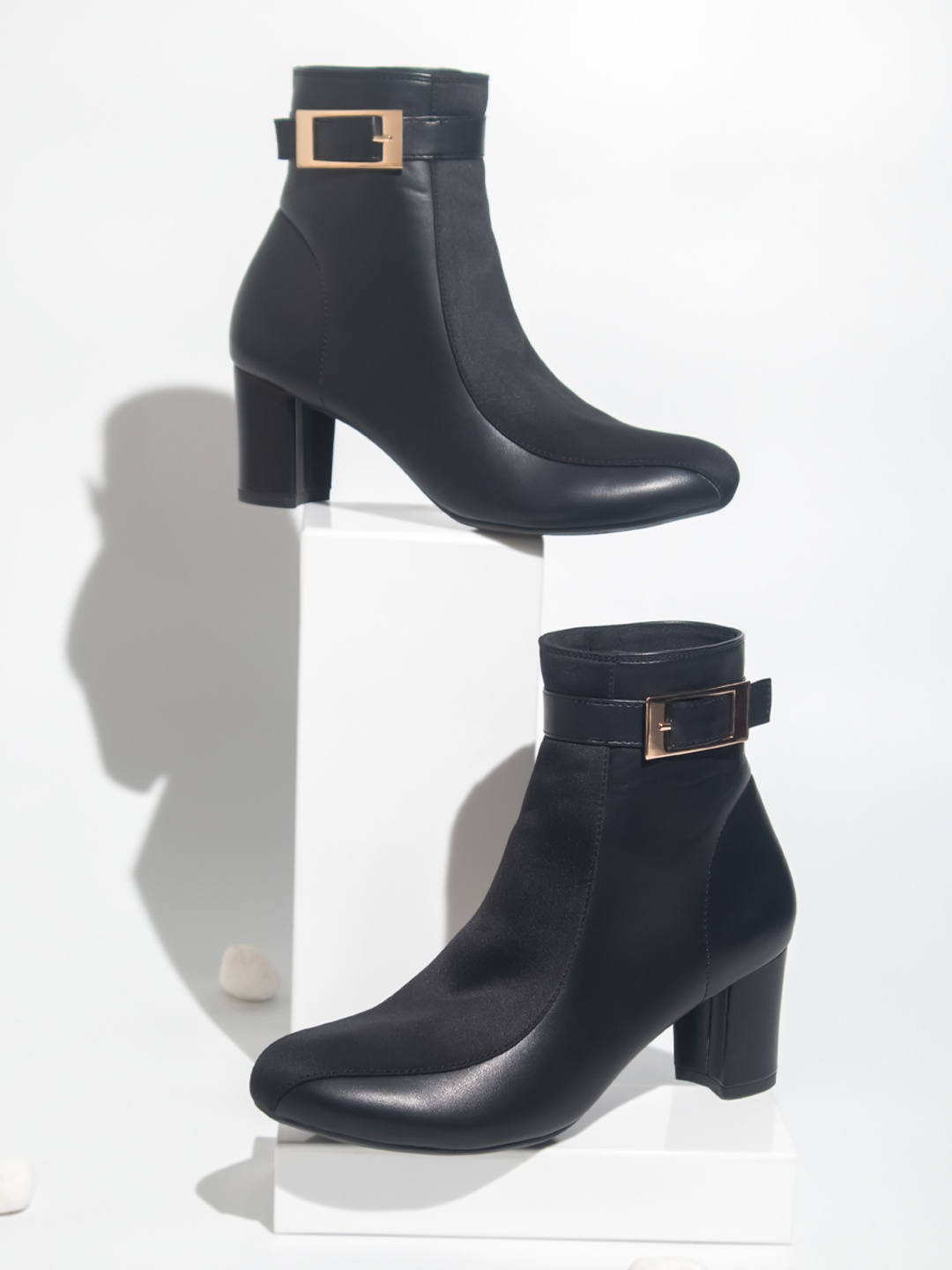 

Inc 5 Women Black Solid Heeled Boots