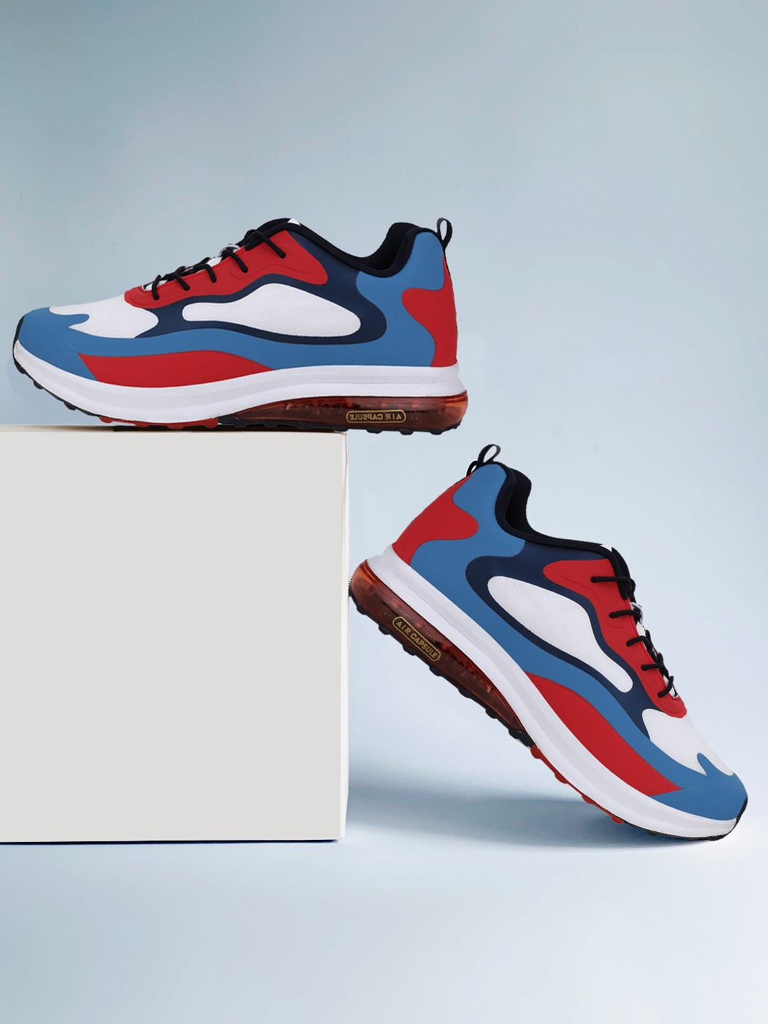 

Campus Men White & Red Colourblocked PU Running Shoes
