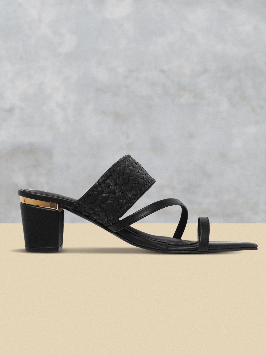 

CORSICA Women Black Basketweave Handcrafted Block heels