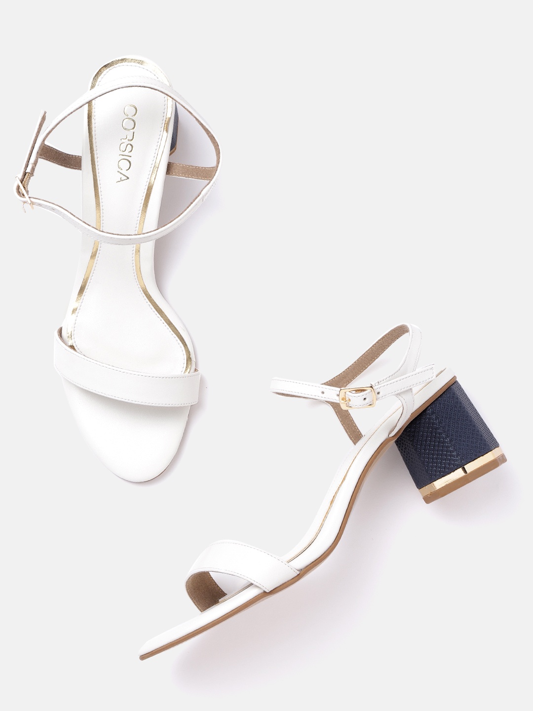 

CORSICA Women Off-White Solid Handcrafted Block Heels
