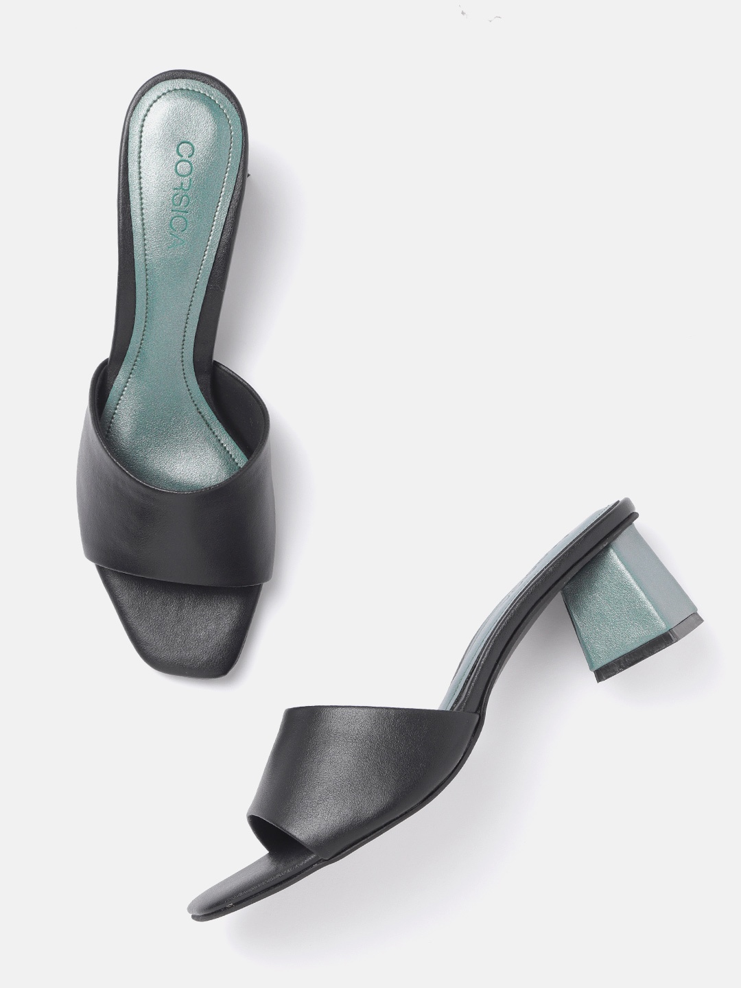

CORSICA Women Black Solid Handcrafted Block Heels