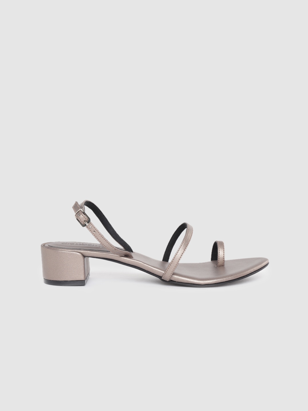 

DressBerry Women Gun Metal Toned Solid Handcrafted One Toe Block Heels, Metallic